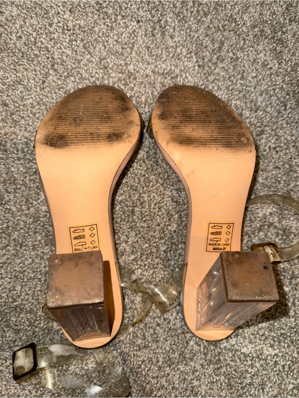 Fashion Nova Clear Strap Nude Block Heel Sandals-worn 4x - Picture 2 of 3
